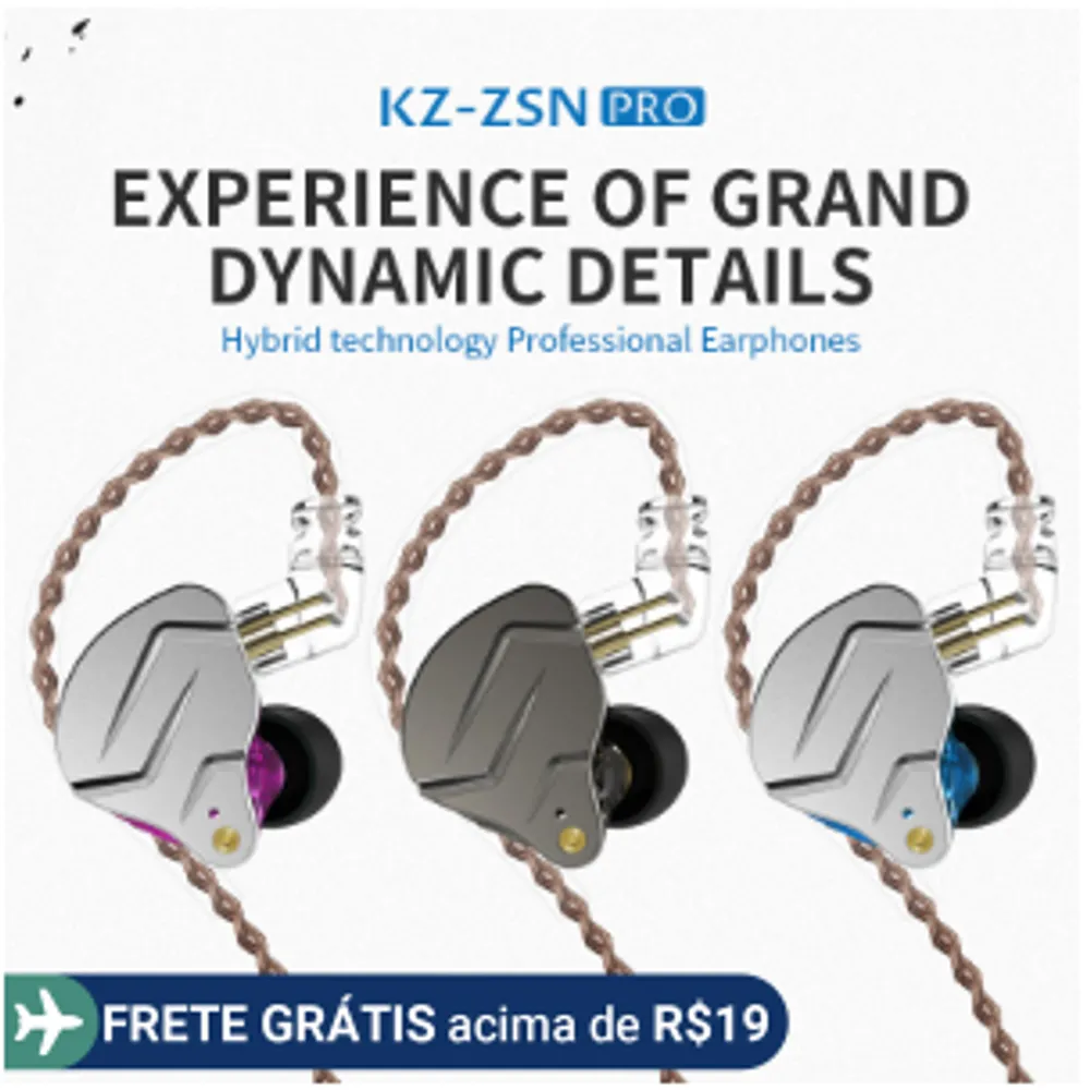 KZ ZSN Pro Fone De Ouvido Com Fio 1DD + 1BA Tecnologia Híbrida Em Fones HIFI Bass Metal Earplugs Movement Noise Reduction