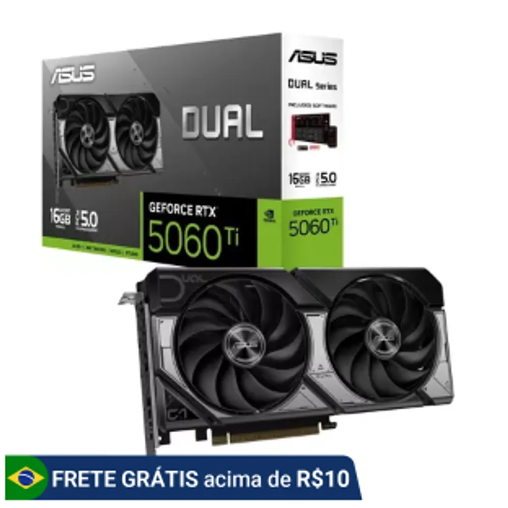 Placa de Vídeo NVIDIA GeForce ASUS RTX5060TI DUAL 16GB GDDR7 - 90YV0MH1-M0NA00