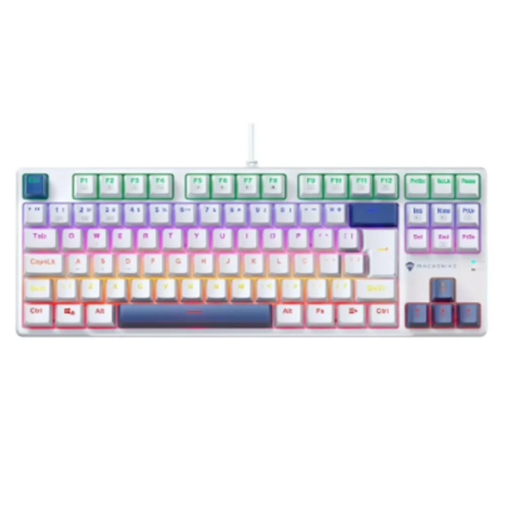 Teclado Mecânico Gamer Machenike K500B-B87, Switch Brown, Abnt, Azul - REF JJ02G200A