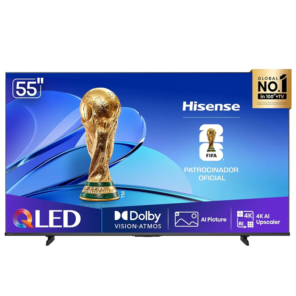 Hisense Smart TV UHD 4K QLED 55" Polegadas 55Q6QV com HDR10+, Dolby Atmos, Sports Mode, Game Mode Plus e Compatível com Alexa