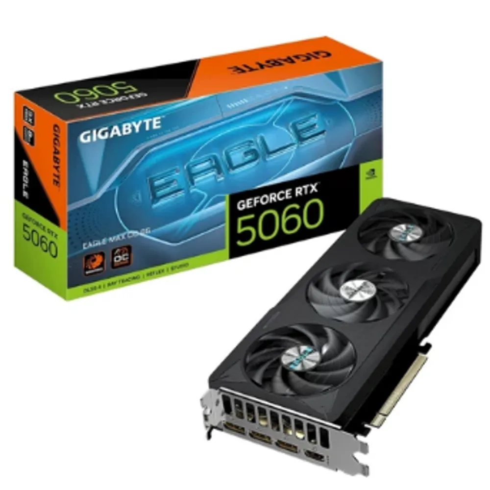 Placa de Vídeo Gigabyte GeForce RTX 5060 EAGLE MAX OC, 8GB, GDDR7, 128-bit, GV-N5060EAGLEMAX OC-8GD