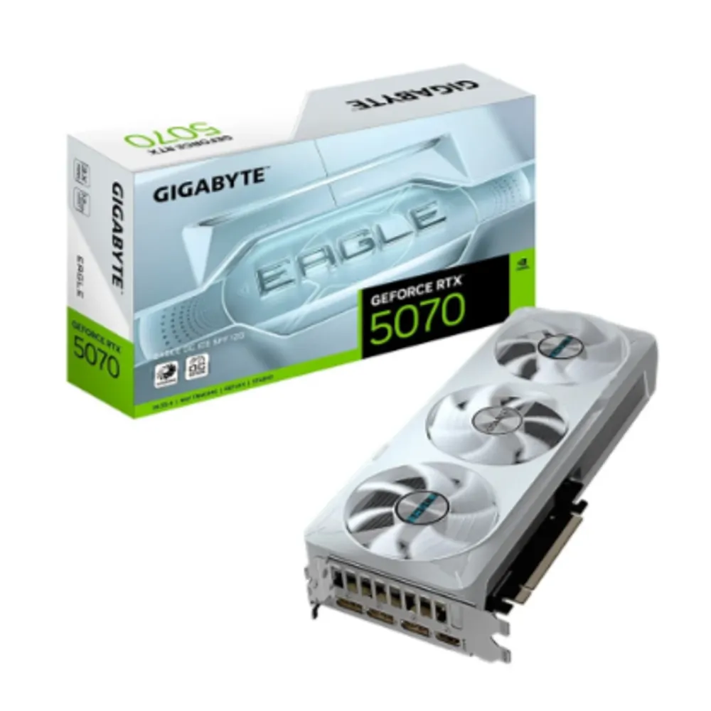 Placa de Vídeo Gigabyte RTX 5070 EAGLE OC ICE SFF 12G NVIDIA GeForce, 12GB GDDR7, 192bits, RGB, DLSS, Ray Tracing - 9VN5070EOI-00-G10