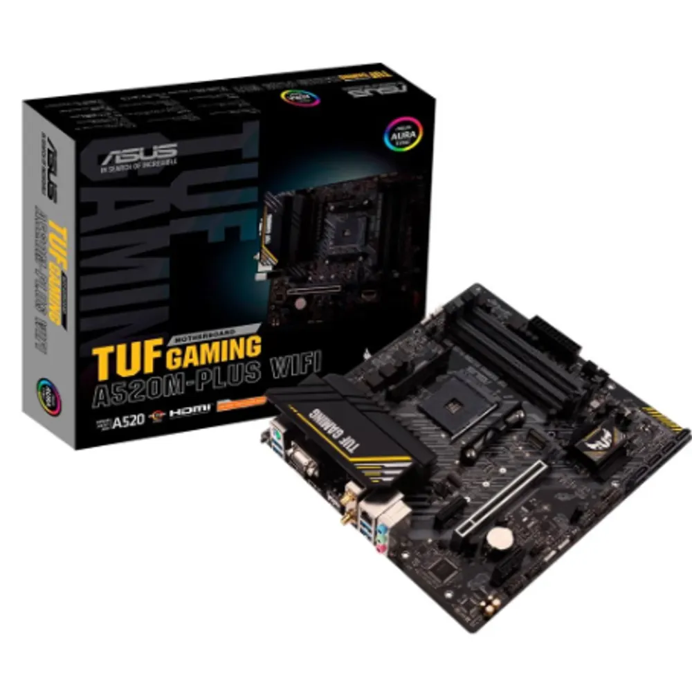 Placa-Mãe ASUS TUF GAMING A520M-PLUS WIFI, AMD AM4, RGB, mATX, DDR4, Preto - 90MB17F0-M0EAY0