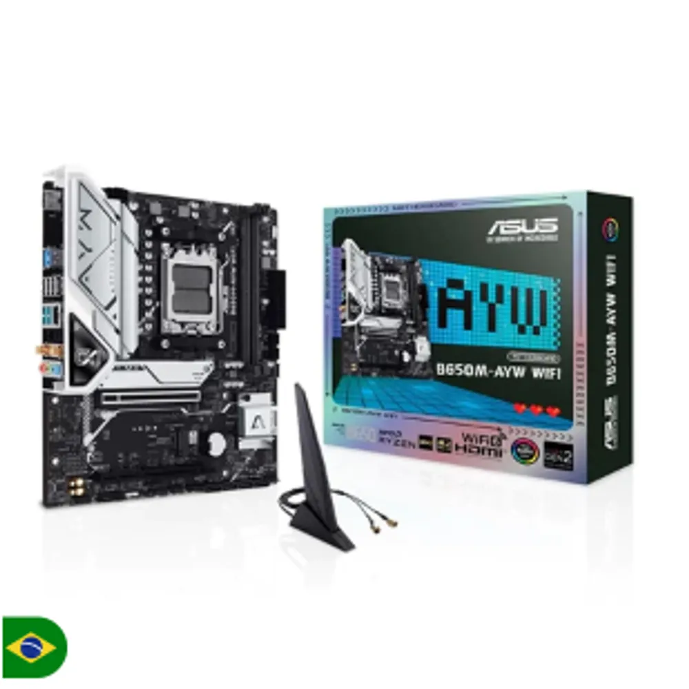Placa-Mãe ASUS B650M-AYW WIFI mATX, AM5, DDR5, PCIe 5.0, Wi-Fi 6 90MB1KI0-M0EAY0