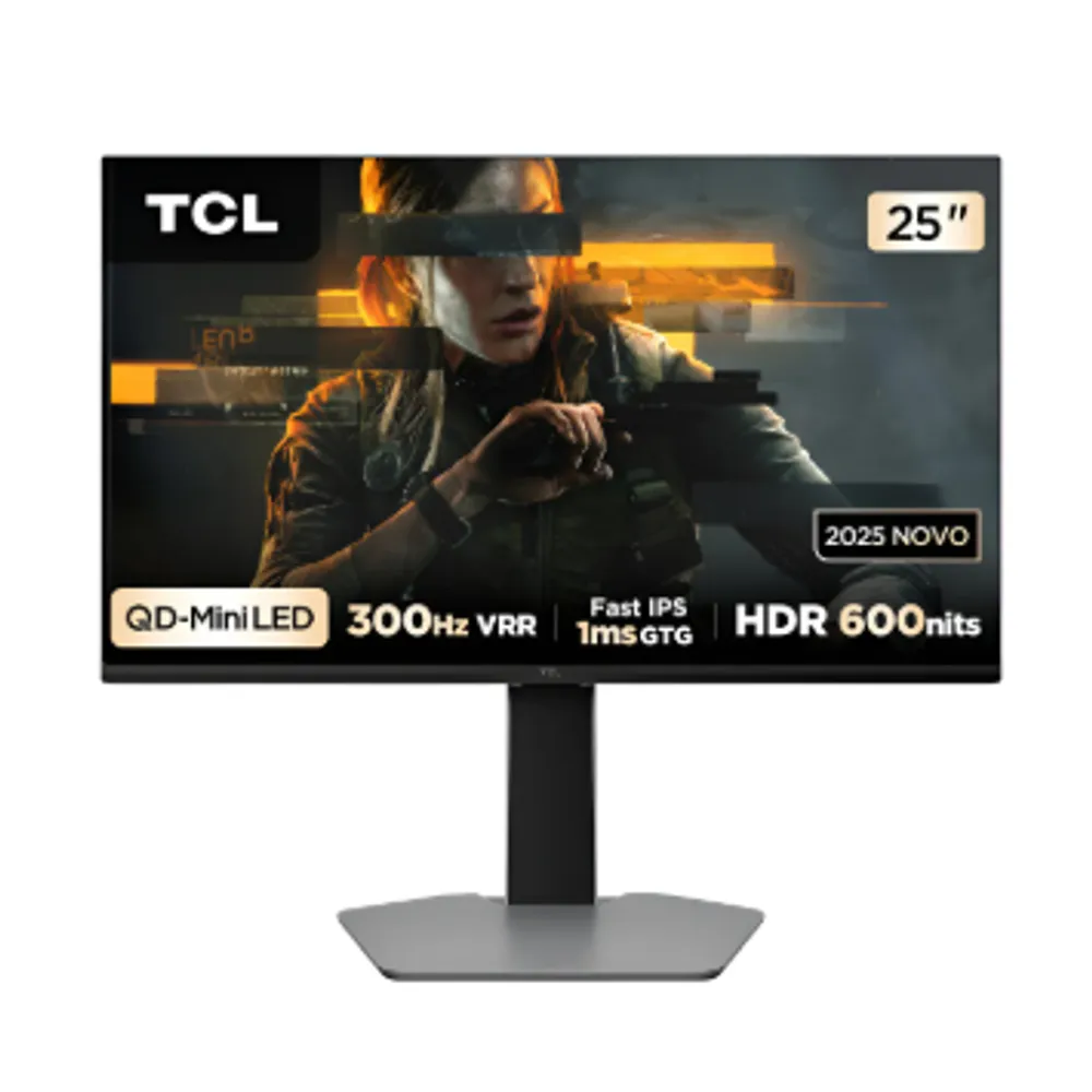 Monitor Gamer TCL 25 Polegadas QLED Mini LED Full HD G64 300Hz 1ms (GtG) Freesync HDR 600 nits 25G64