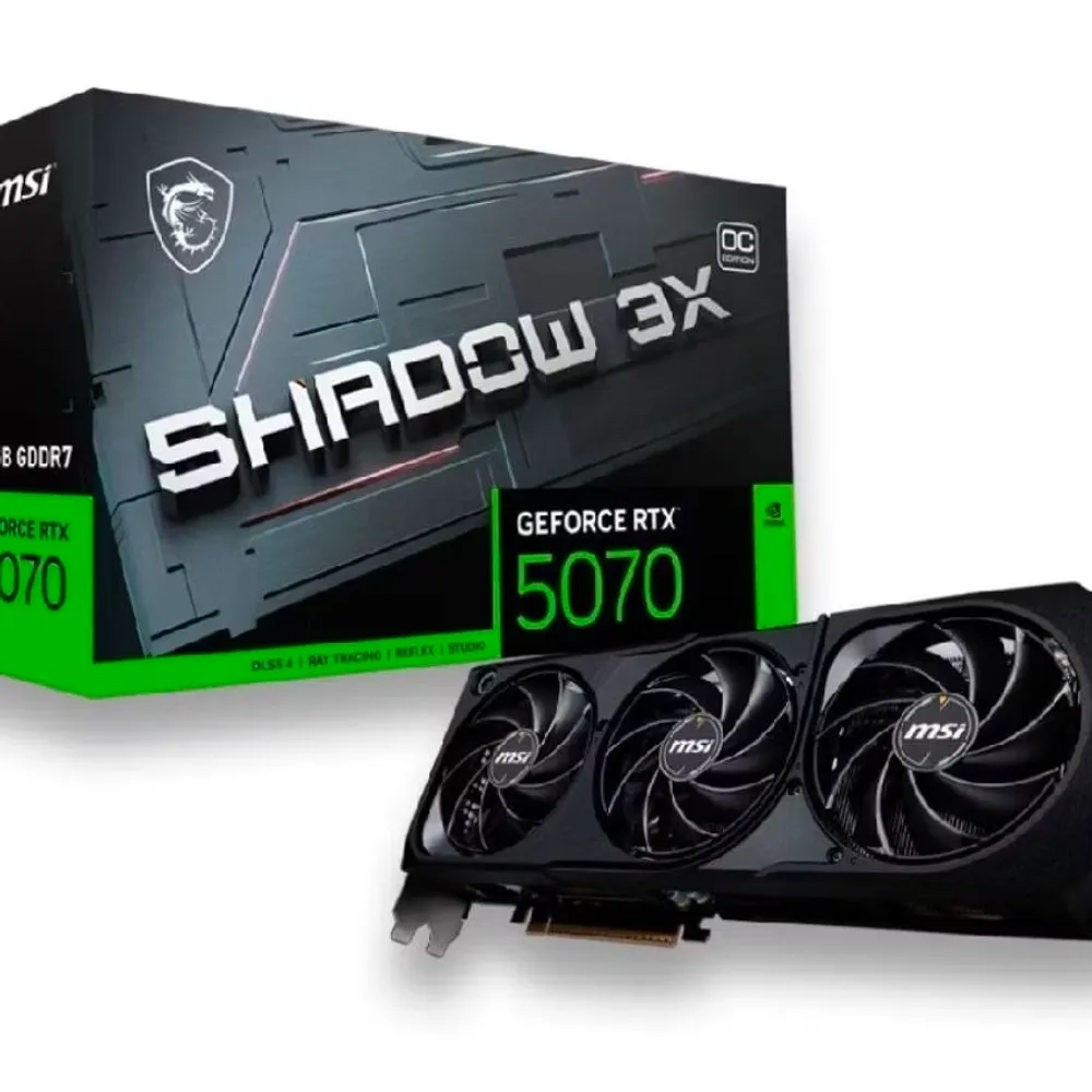 Placa de Vídeo NVIDIA GeForce MSI RTX5070 12GB GDDR7 192ITS Shadow 3X OC - 912-V532-008