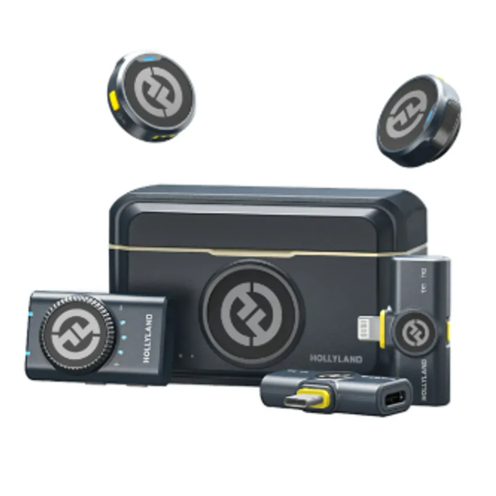 Microfone Hollyland Lark M2 Duo Combo Duplo Para 2 Pessoas USB-C, Lightning e Camera preto