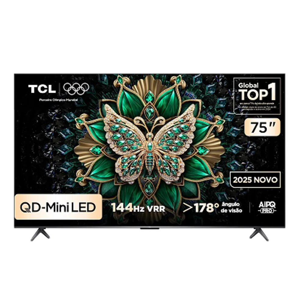 Smart TV TCL 75 Polegadas QLED Mini LED 4K C6K WiFi Bluetooth Google TV 4 HDMI 144Hz HDR10+ 75C6K