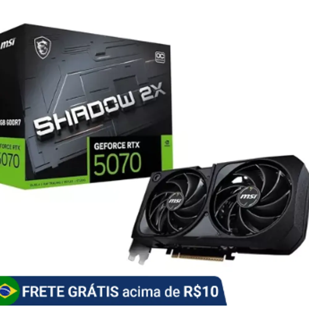 Placa de Vídeo NVIDIA GeForce MSI RTX5070 Shadow OC 2X 12GB - 192 Bits - HDMI/3X DP - 912-V532