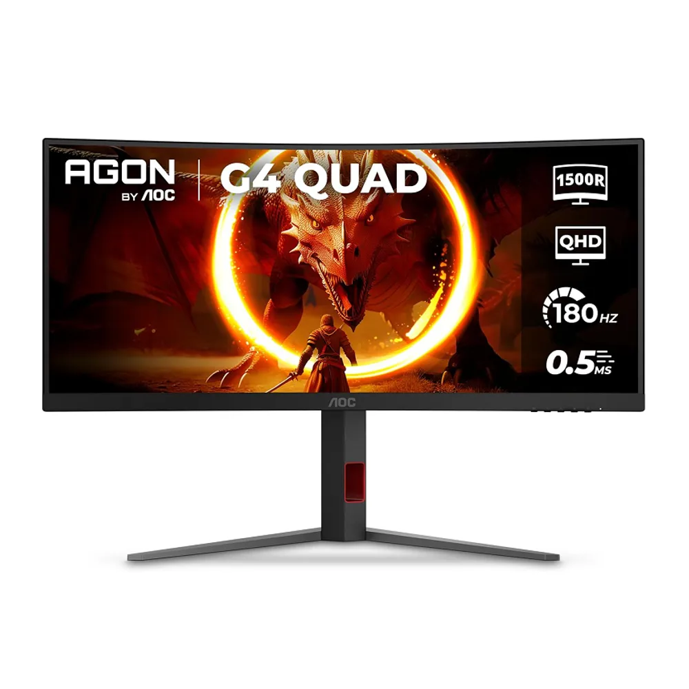 Monitor Gamer Curvo AOC AGON QUAD 34" Ultrawide WQHD 180Hz 0,5ms Base Ajustável U34G4C