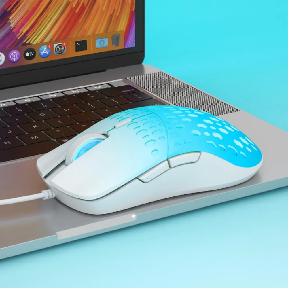 Mouse Gamer AULA S11 Pro Honeycomb com Iluminação RGB Colorida, 6 Botões Funcionais e Ajuste de DPI de 1200 a 3600