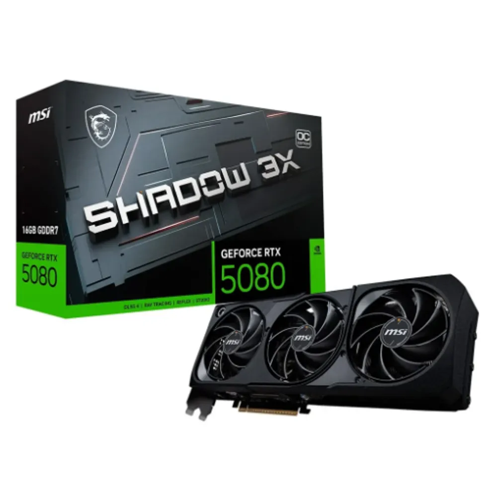 Placa de Vídeo MSI GeForce RTX 5080 16G SHADOW 3X OC, 16GB GDDR7, 256 bits, NVIDIA® GeForce RTX? 5080 - G5080-16S3C