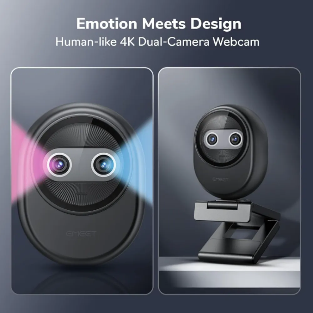 EMEET Piko 4K Webcam para streaming, foco automático AI, 3 microfones e 3 modos de som, capa de privacidade magnética Panda, excelente para streaming, configuração de mesa e presentes criativos