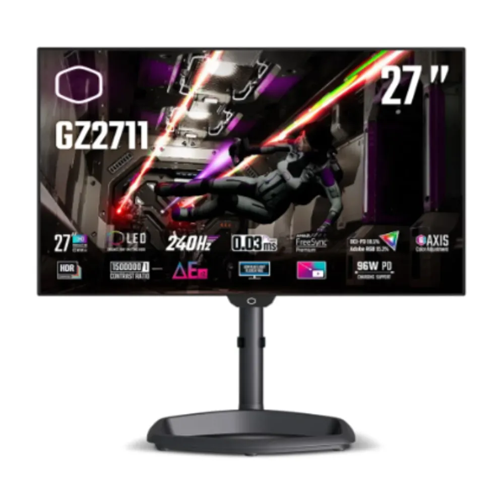 Monitor Gamer Cooler Master Tempest OLED 27", QHD, 240Hz, 0.03ms, FreeSync Premium, USB-C, Altura Ajustável, Som integrado - CMI-GZ2711-BR