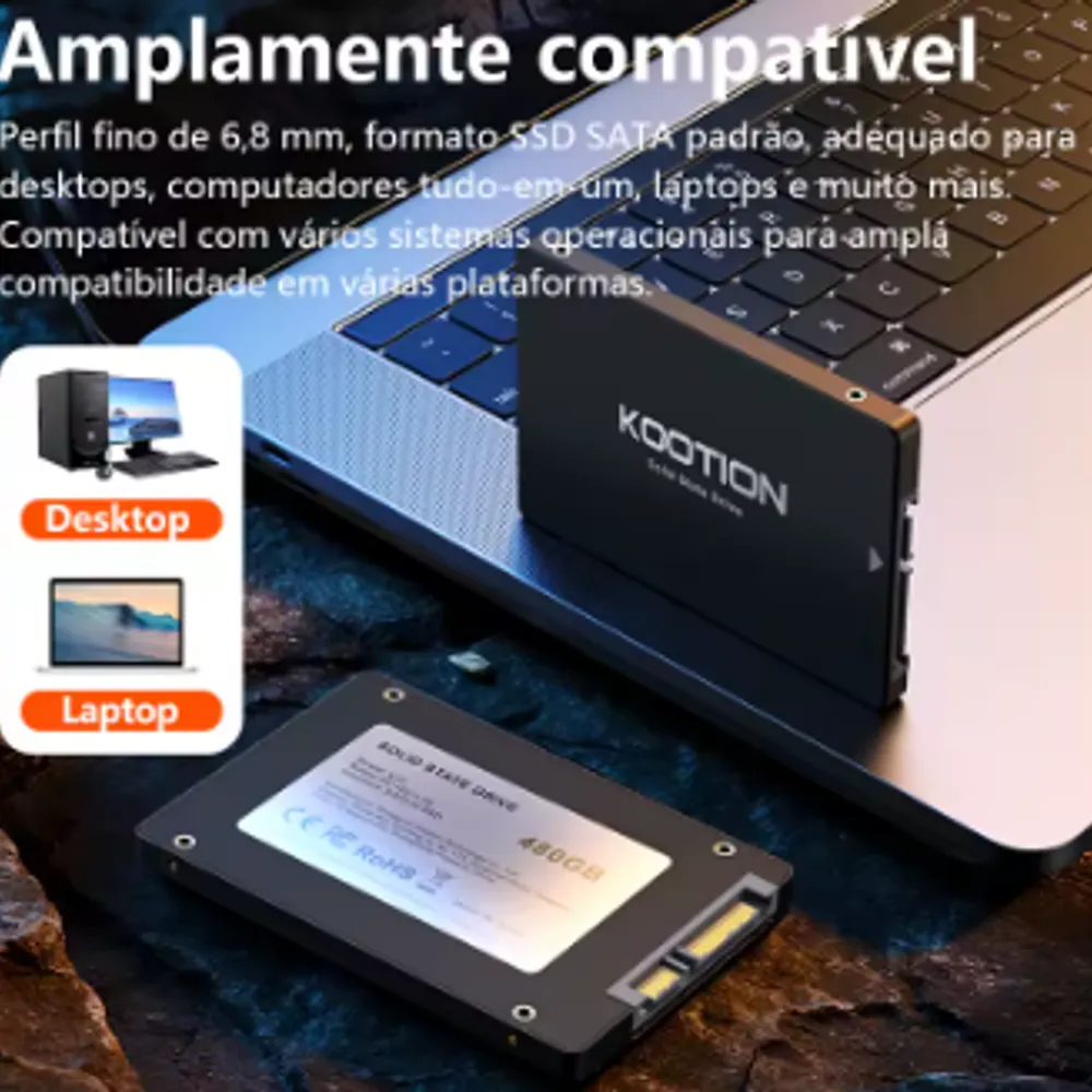 KOOTION SSD SATA3 480GB Discos de 2,5 Polegadas para PC Laptop No APP link 1569 (BR)