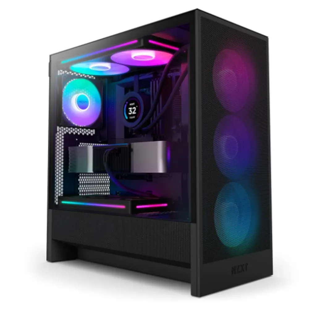 Gabinete NZXT H5 Flow, Quadro Único RGB, até 360mm, Mid-Tower, ATX, Lateral em Vidro, Preto - CC-H52FB-R1