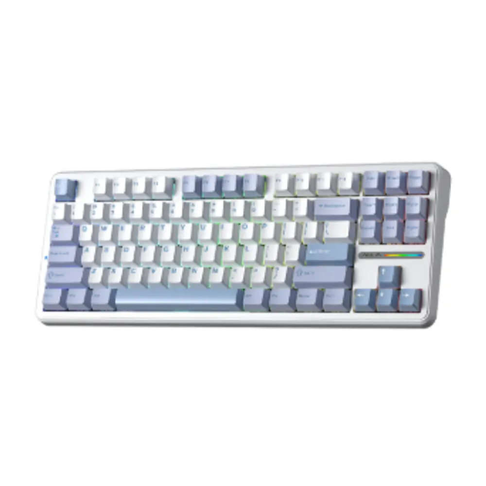 Teclado Mecânico Sem Fio Aulaf87 Para Gamers Rgb Modo Triplo Azul-claro Inglês Us