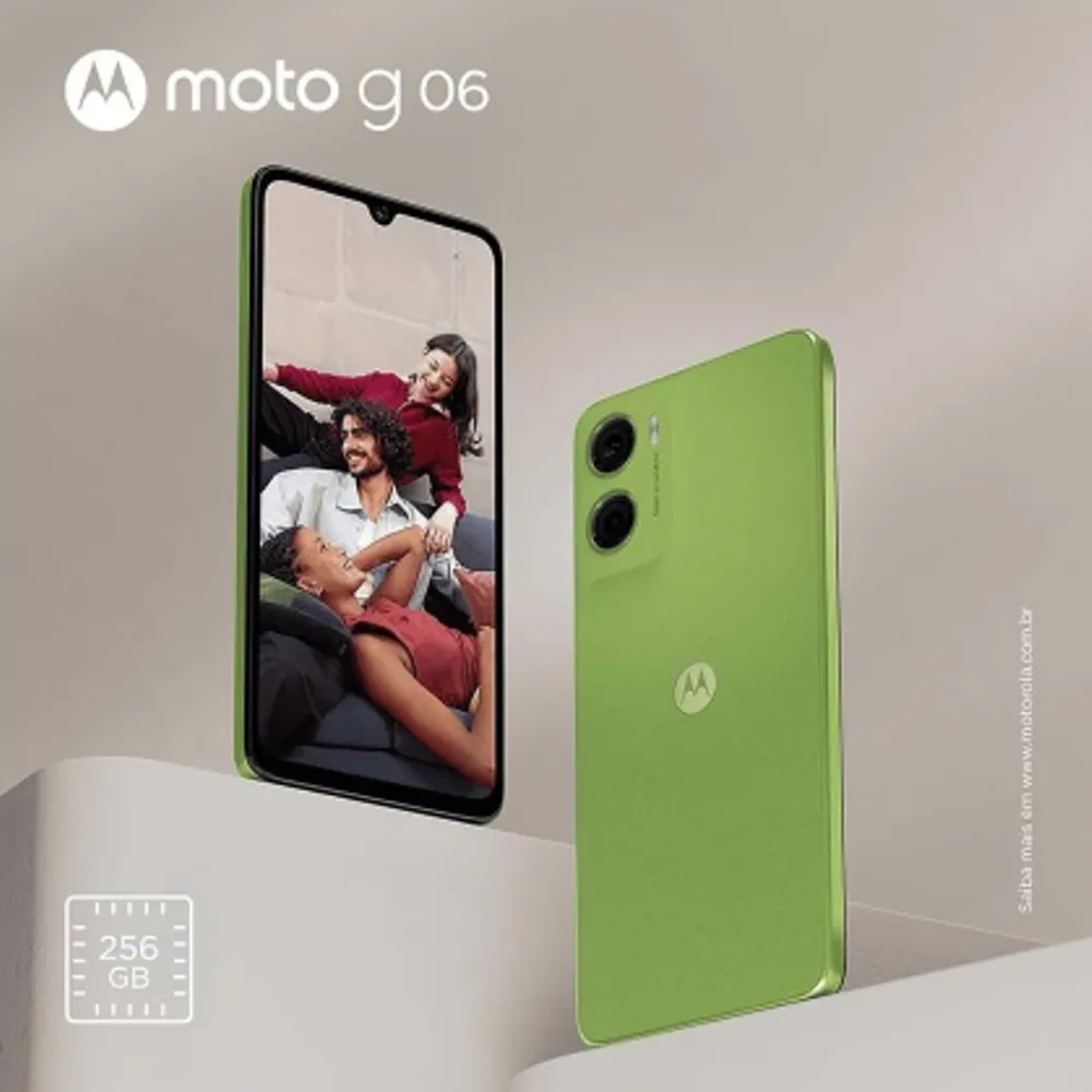 Smartphone Motorola Moto g06-256GB 12GB (4GB RAM + 8GB Ram Boost) e Camera 50MP com AI Bateria de 5200 mAh Tela 6.9" - Verde