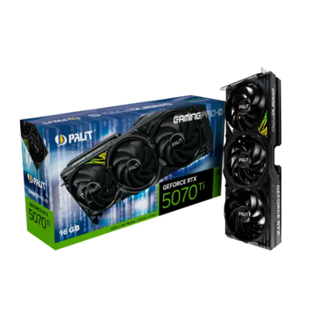 Placa de Video Palit GeForce RTX 5070 Ti 16GB GamingPro-S GDDR7 256bits - NE7507T019T2-GB2031U