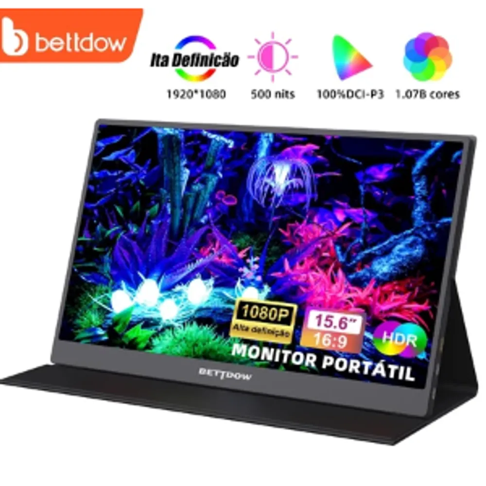 BETTDOW Monitor Portátil para laptop 15.6 ''1920*1080p 4k fhd ips monitor portátil para ipad/pc/mac/telefone/switch/ps4