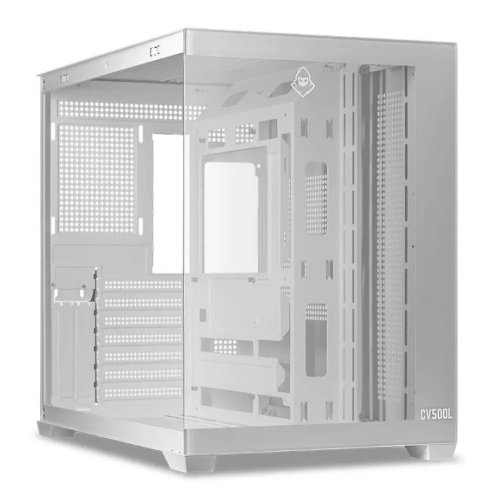 Gabinete Gamer Aquário Mancer CV500L, Mid Tower, Lateral De Vidro, Branco, MCR-CV500L-WH