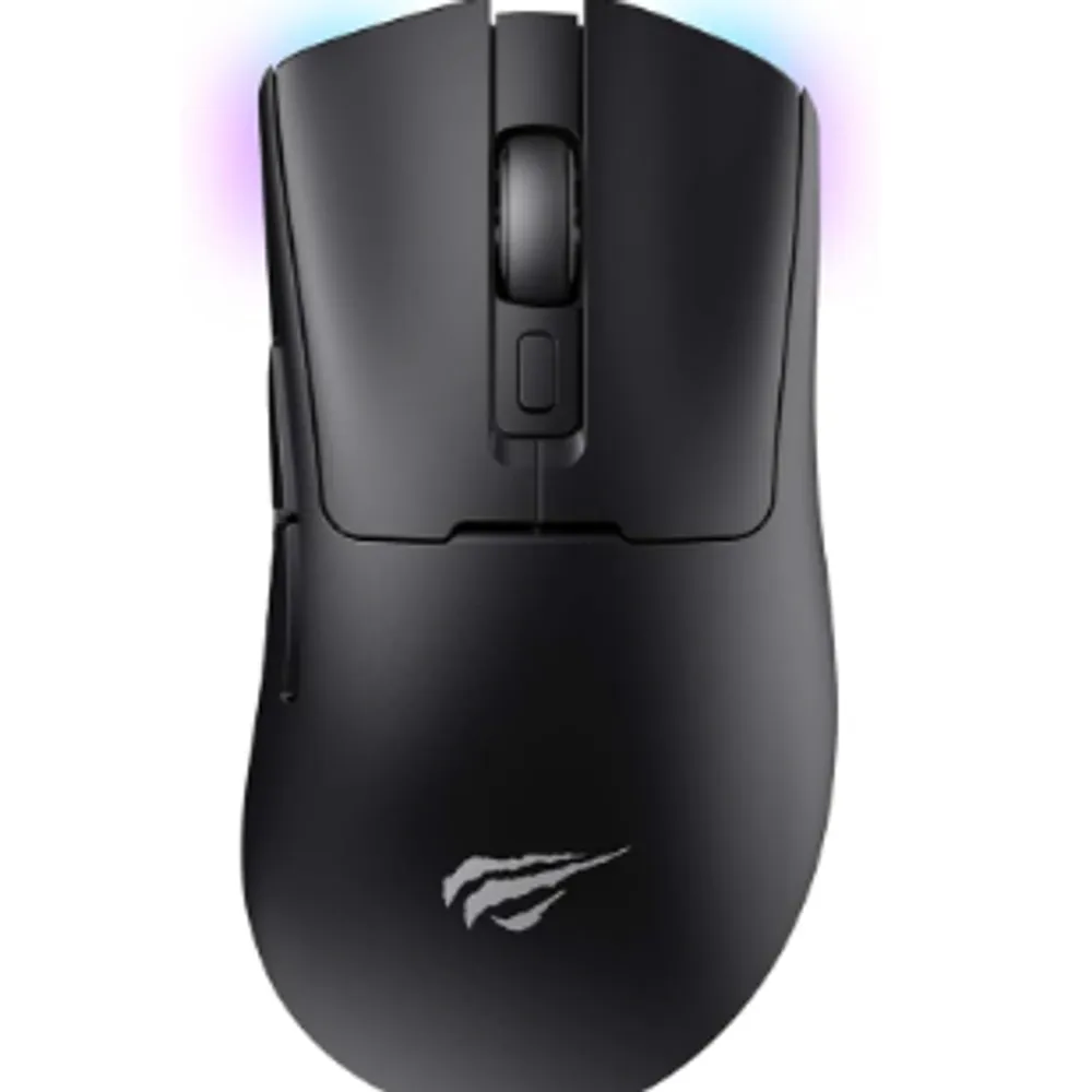 Havit Mouse Gamer Tri-Mode MS966SE Black, Sem Fio e Com Fio, USB, Bluetooth, Wireless 2.4GHz, RGB, 7 Botões, 800-1600-2400-3200-600-10000 DPI, Preto