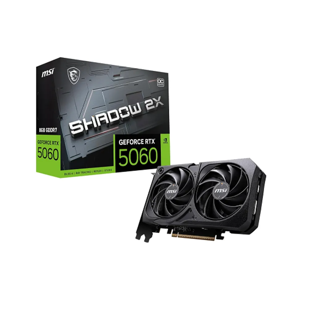 Placa de Video MSI RTX 5060 Shadow 2X OC, 8GB, GDDR7-912-V537-037