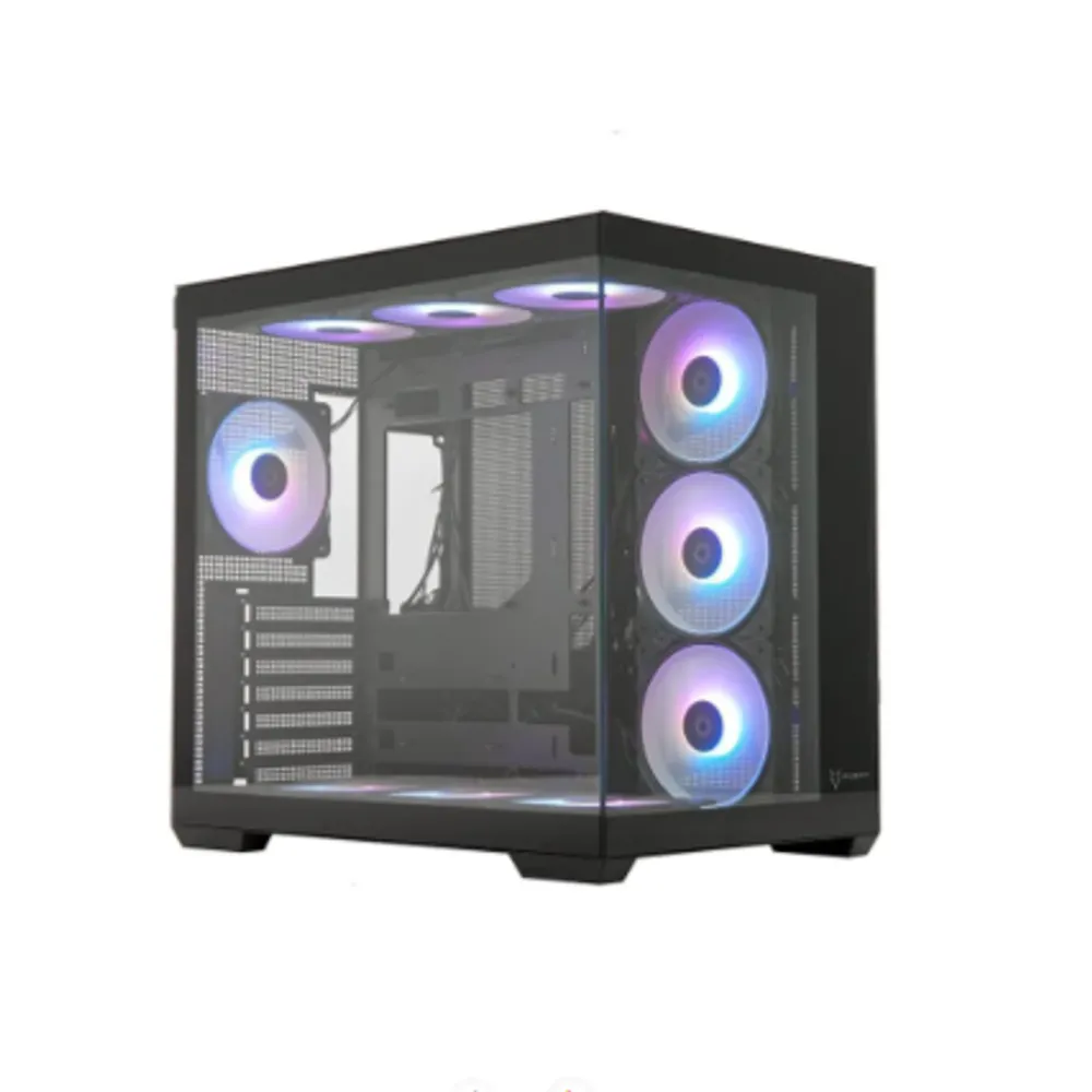 Gabinete Gamer Husky Dome 900, Mid Tower, Iluminação ARGB, ATX, Lateral e Frontal em Vidro, 10x Cooler Fan ARGB, Preto - HGN900PT