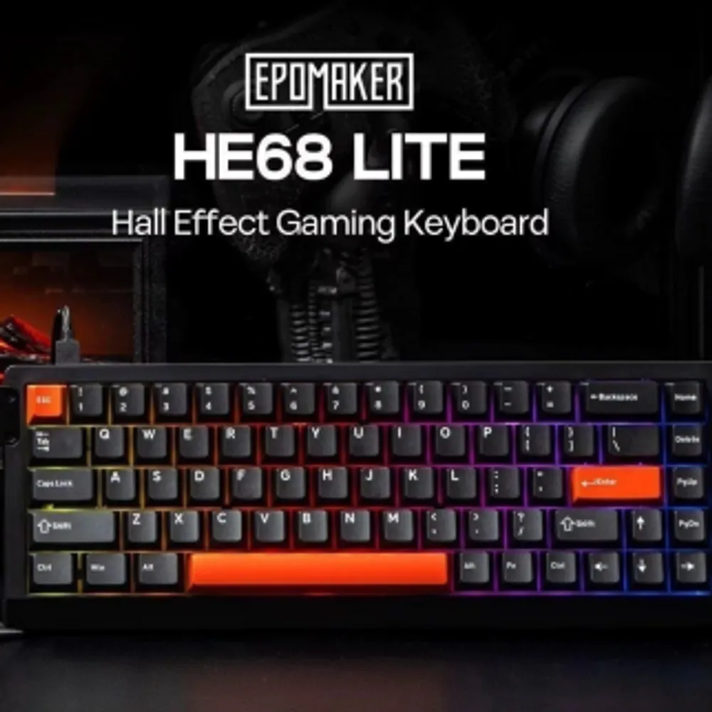 Teclado Magnético Epomaker HE68 Lite, 65%, RGB com Fio, HE 68 Lite 68Lite link 7001 (BR)