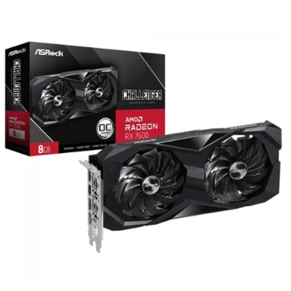 Placa de Vídeo AsRock AMD Radeon RX 7600 Challenger OC, 8GB, GDDR6, FSR, Ray Tracing