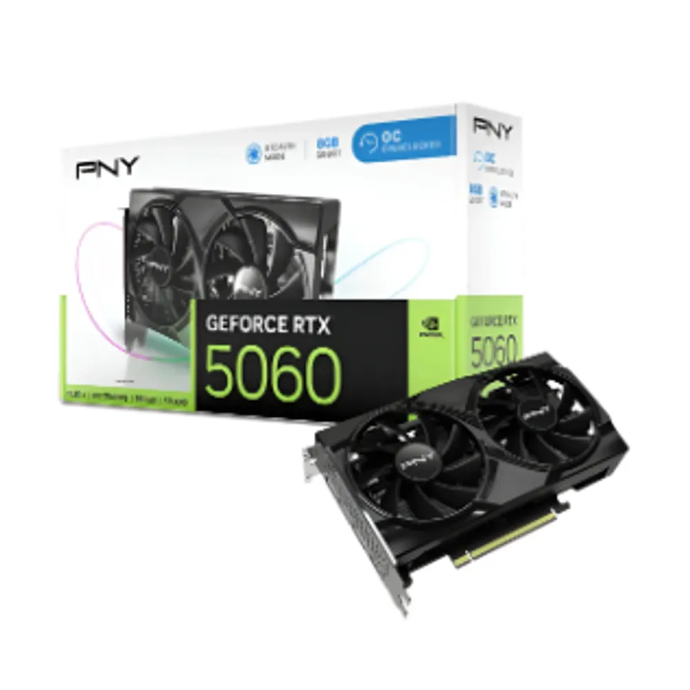 Placa de vídeo Pny Geforce Rtx 5060 com ventilador duplo com overclock