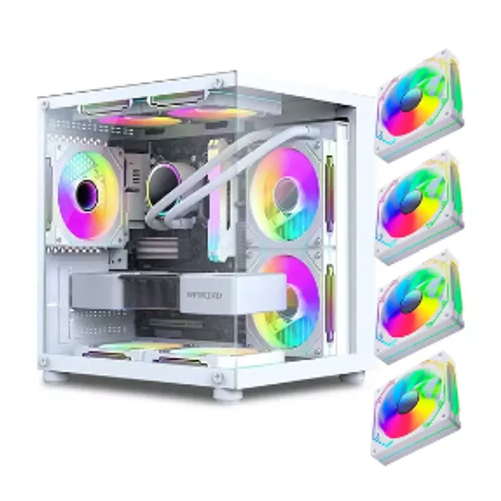 Gabinete Gamer Aquário Em Vidro Com 4 Fans Rgb Gb1796 (BRANCO)