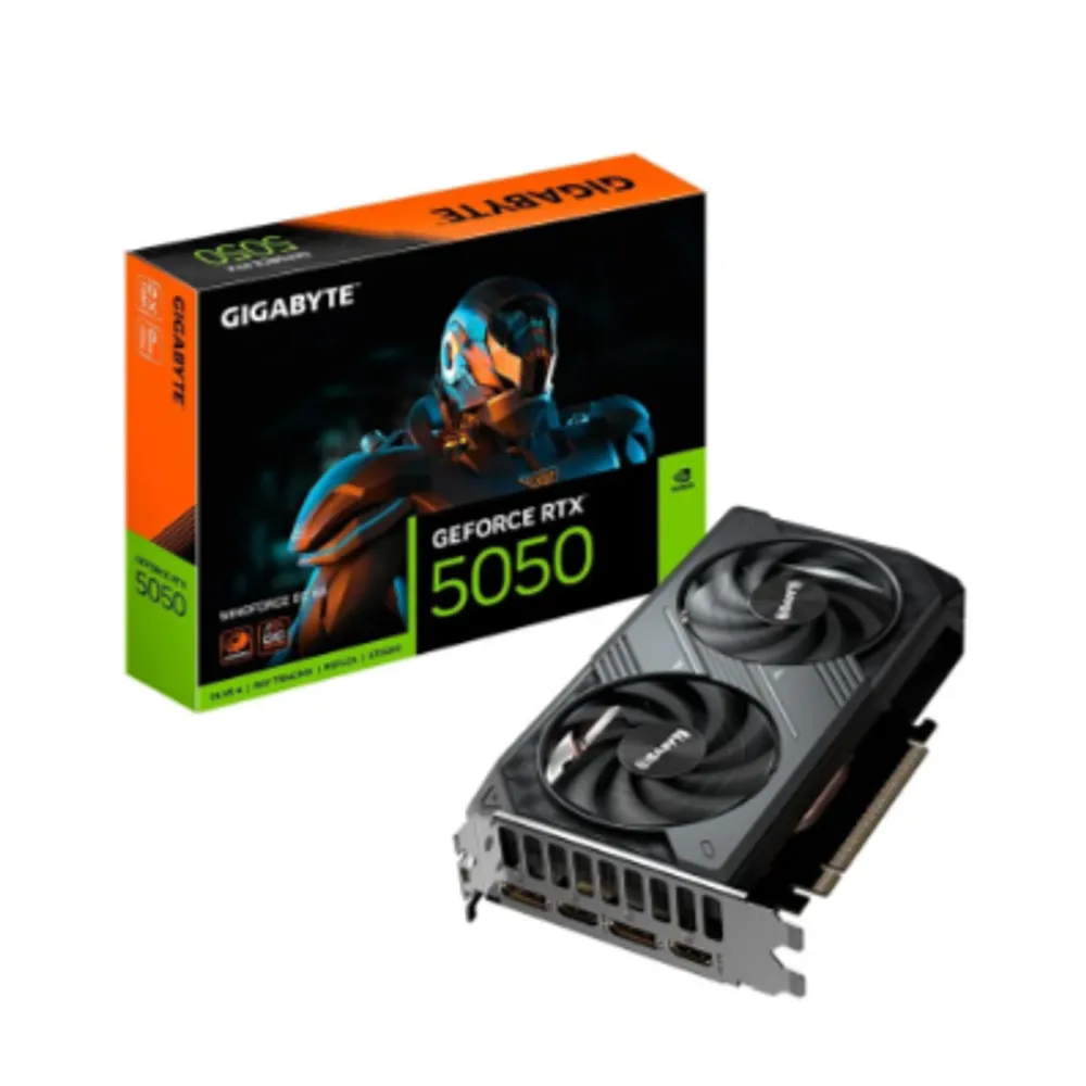 Placa de Vídeo Gigabyte RTX 5050 WINDFORCE OC 8G NVIDIA GeForce, 8GB GDDR6, 128bits, RGB,DLSS, Ray Tracing - GV-N5050WF20CV2-8GD