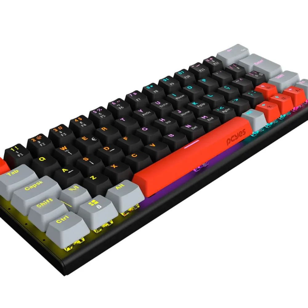 TECLADO GAMER MECANICO PCYES KUROMORI 60% - SWITCH BLUE - LED RAINBOW - PTKM60BL