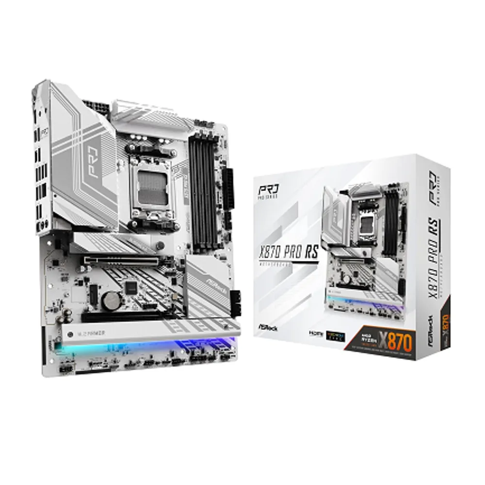 ASRock Placa mãe X870 Pro RS AMD Ryzen Socket AM5 ATX DDR5 DIMMs 8000 MHz 256 GB PCIe Gen5 SATA3 6,0 Gb/s