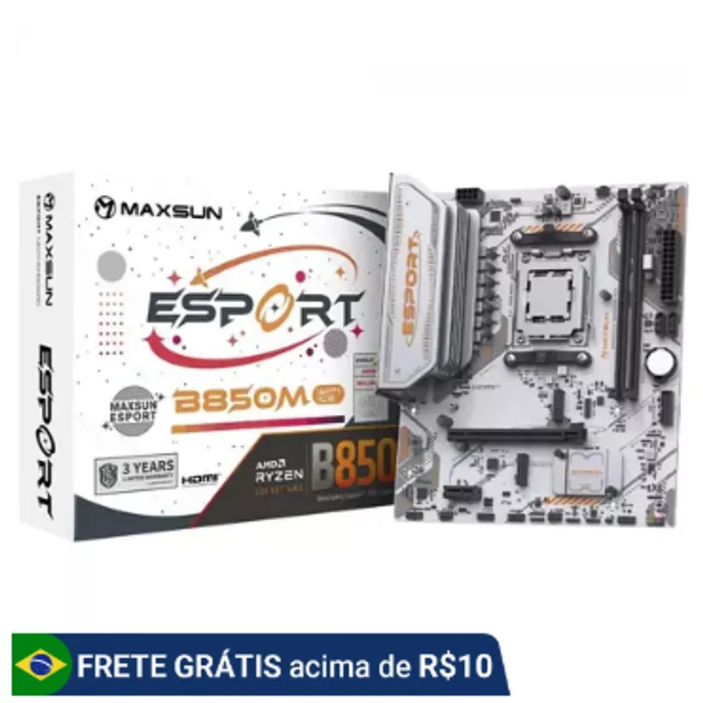 Placa Mãe Maxsun eSport B850M WiFi ICE, Chipset B850, AMD AM5, mATX, DDR5