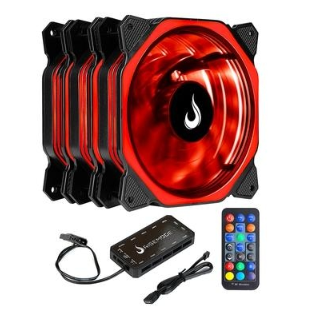 Kit Com 3 Ventoinhas Rise Mode, 120mm, RGB Aura, Preto - RM-AU-02-RGB