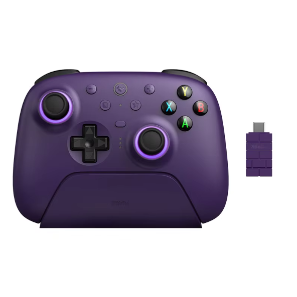 CONTROLE 8BITDO ULTIMATE 2.4G + BASE DE CARREGAMENTO PURPLE (HALL EFFECT) LINK 6770