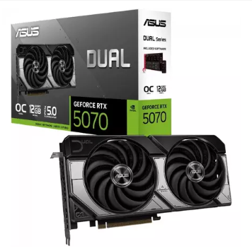 Placa de Vídeo Asus Dual NVIDIA GeForce RTX 5070 OC 12GB GDDR7 DLSS Ray Tracing 90YV0M17M0NA00